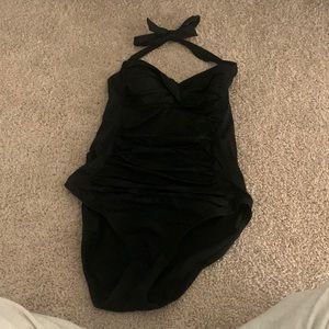 Black one-piece swimsuit